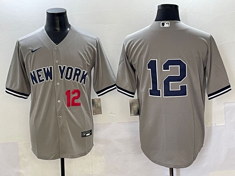 Men 2025 New York Yankees #12 No Name Grey Game Nike MLB Jersey style 3->new york yankees->MLB Jersey